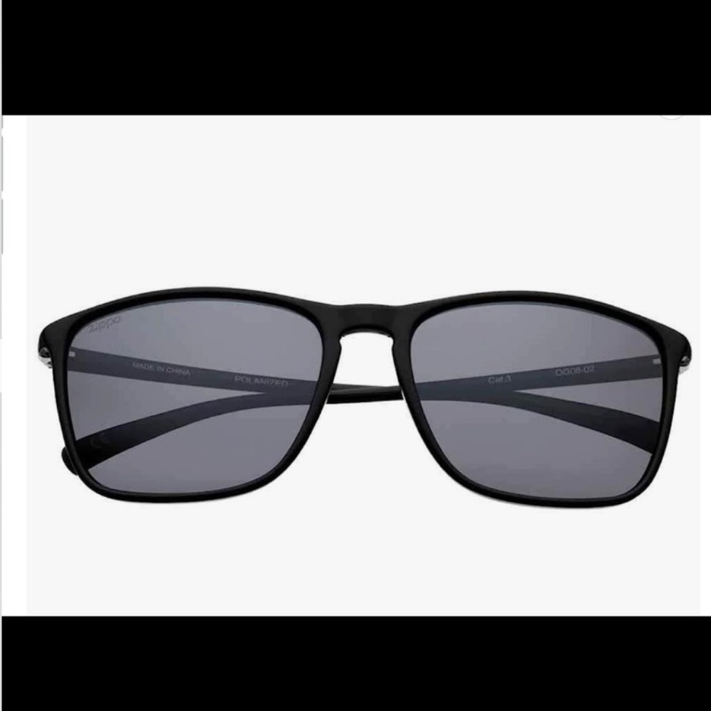 Zippo Black Polarized Rectangular Sunglasses (NWT)